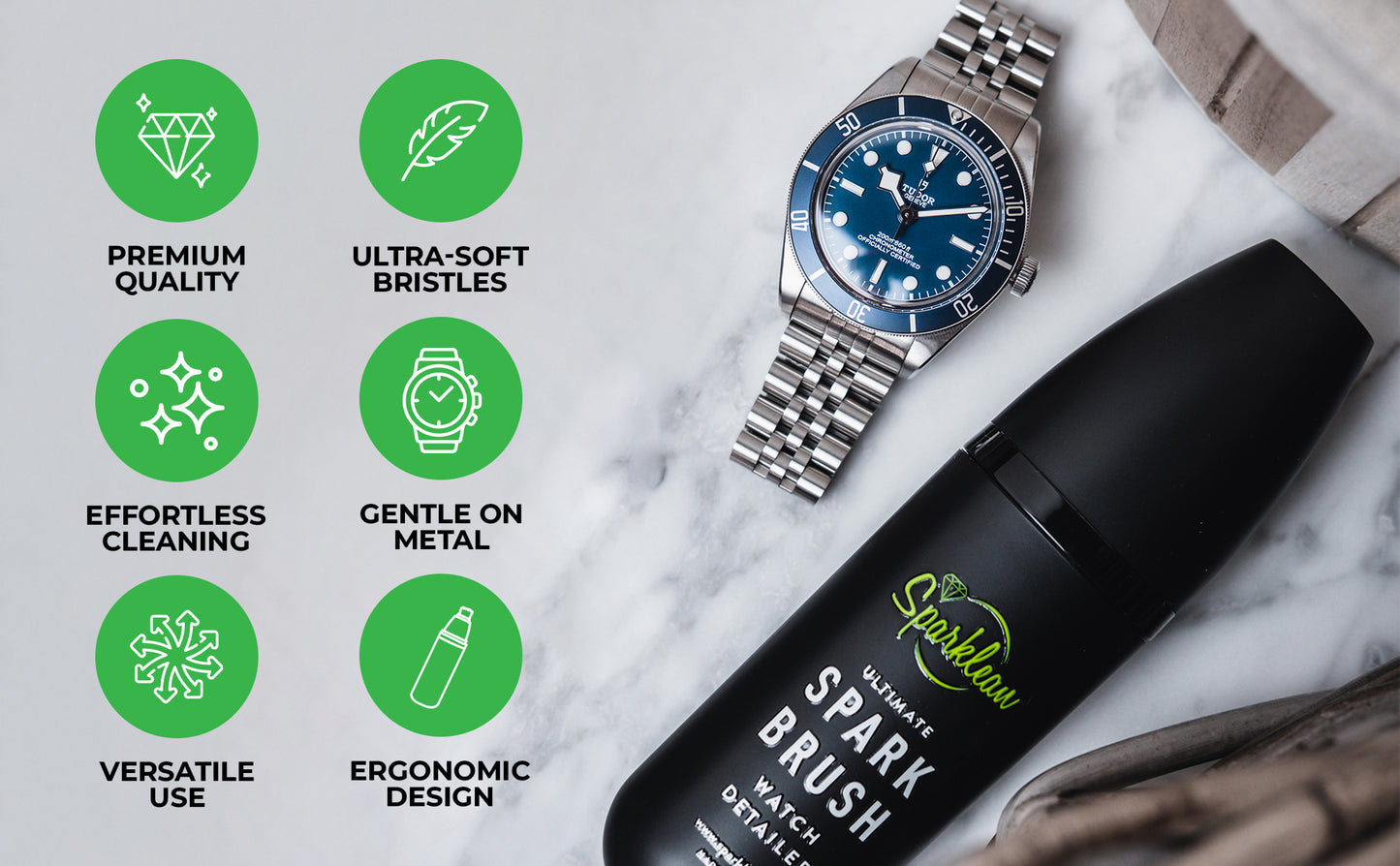 SparkBrush Bristle morbido Gentle su tutti i metalli, gioielli e orologi