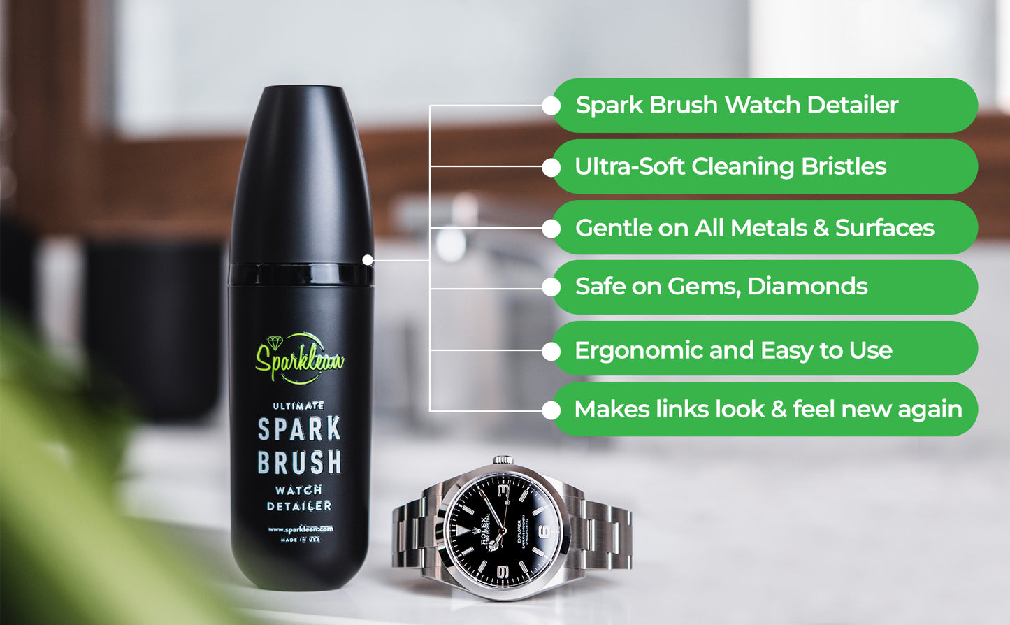 SparkBrush Bristle morbido Gentle su tutti i metalli, gioielli e orologi
